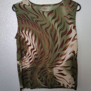 Abstract Green and Brown Women's Top